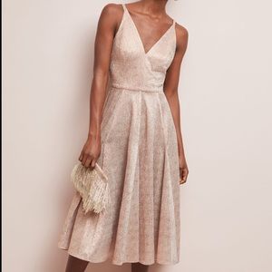 Dress the Population Light Pink Metallic A Line Dress Size Small